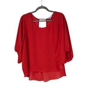 Naked Zebra 3/4 Sleeve Open Back Batwing Blouse